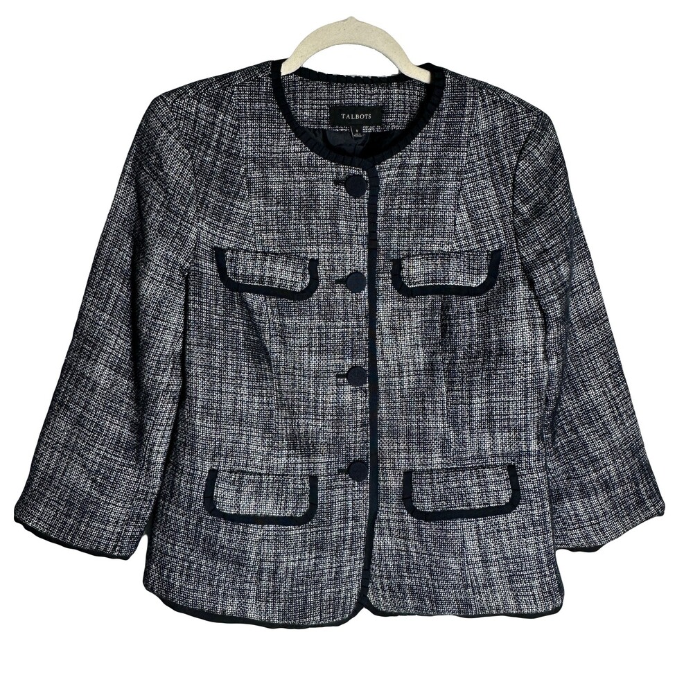 Talbots Classic Blazer Jacket Size 8 Wool Blend Professional Career Essentials